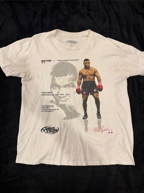 Zumiez White Mike Tyson Graphic Tee with Red Gloves